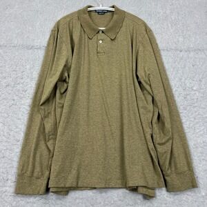 Polo Ralph Lauren Shirt Men's XL Brown/Green Pima‎ Collared Long Sleeve Peru